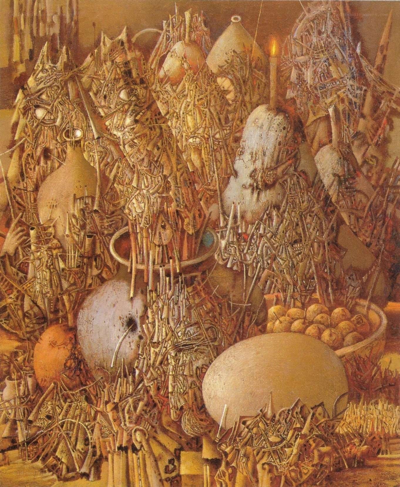 Surreal still life with organic forms