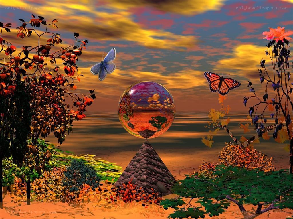 surreal sunset with crystal ball