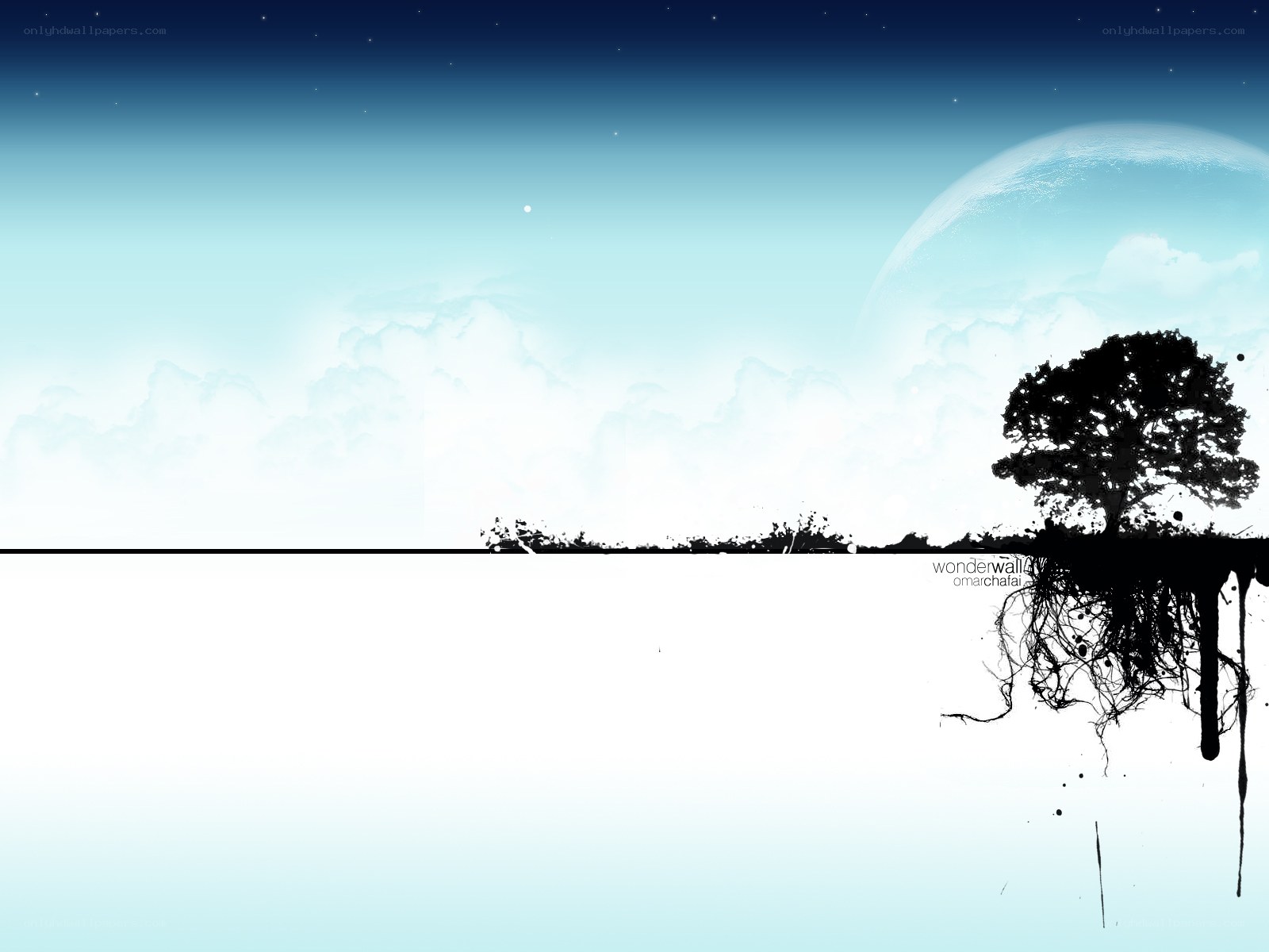 surreal tree under alien moon