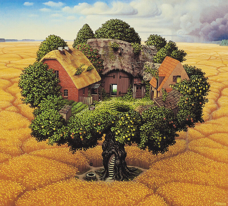 Surreal treehouse village