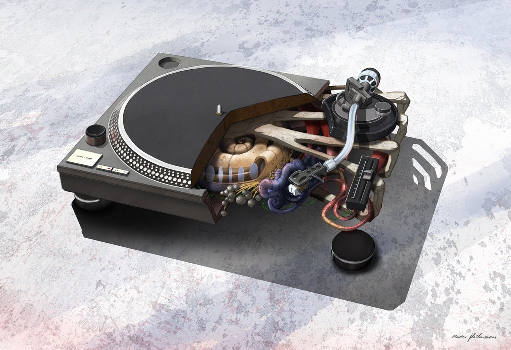 Surreal turntable with organic internals