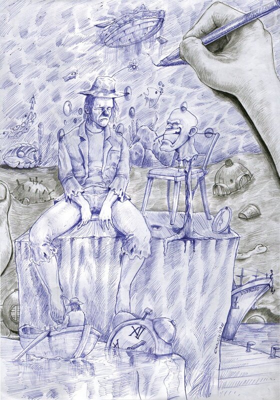 surreal underwater drawing