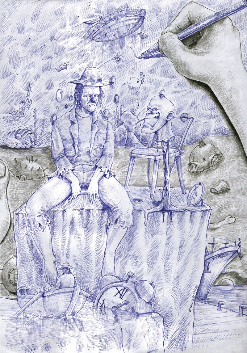 surreal underwater drawing