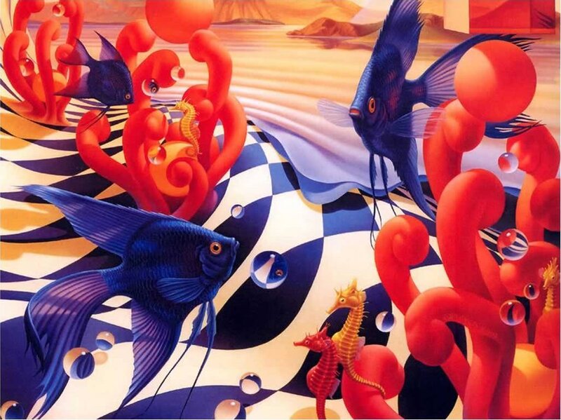 Surreal underwater scene