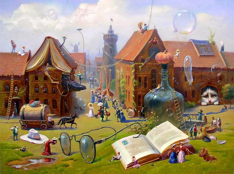 Surreal Village Scene
