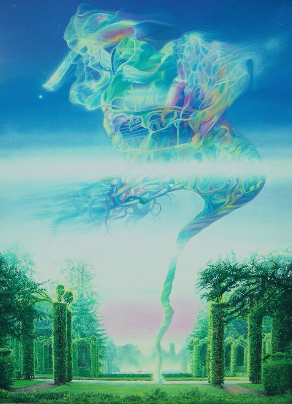 Surreal vortex in a garden