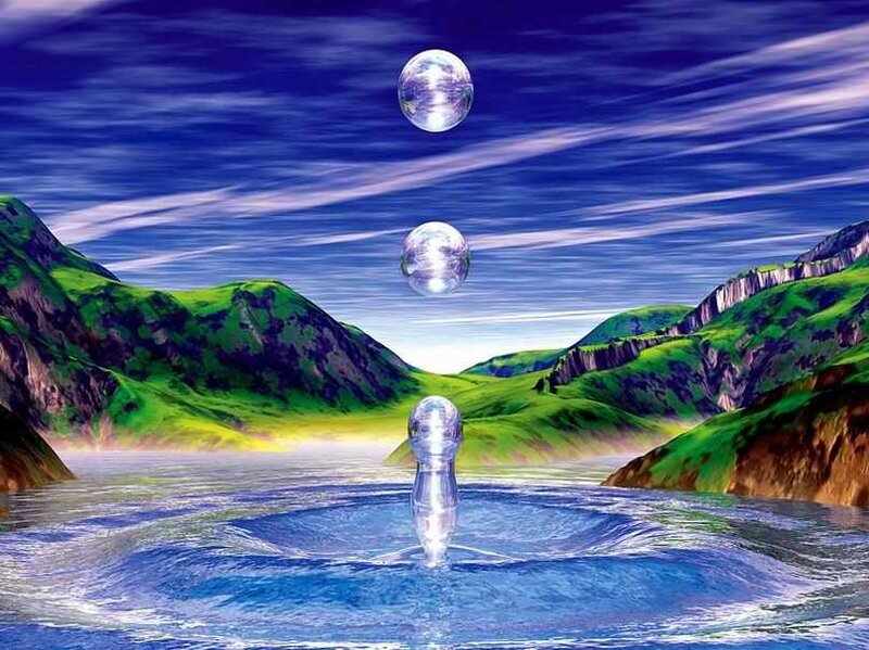 surreal water droplet landscape