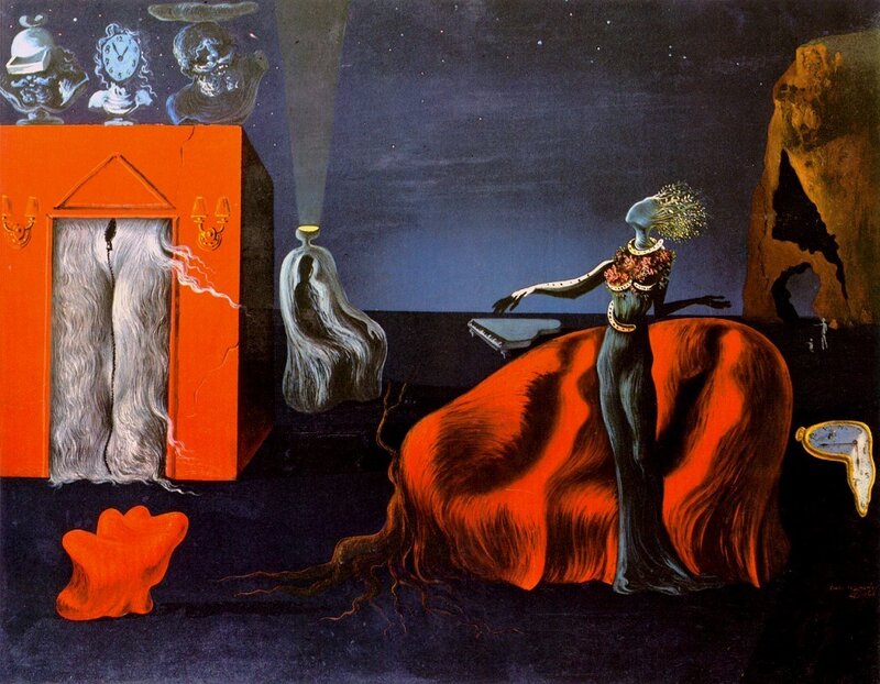 Surreal Woman in Red Dress