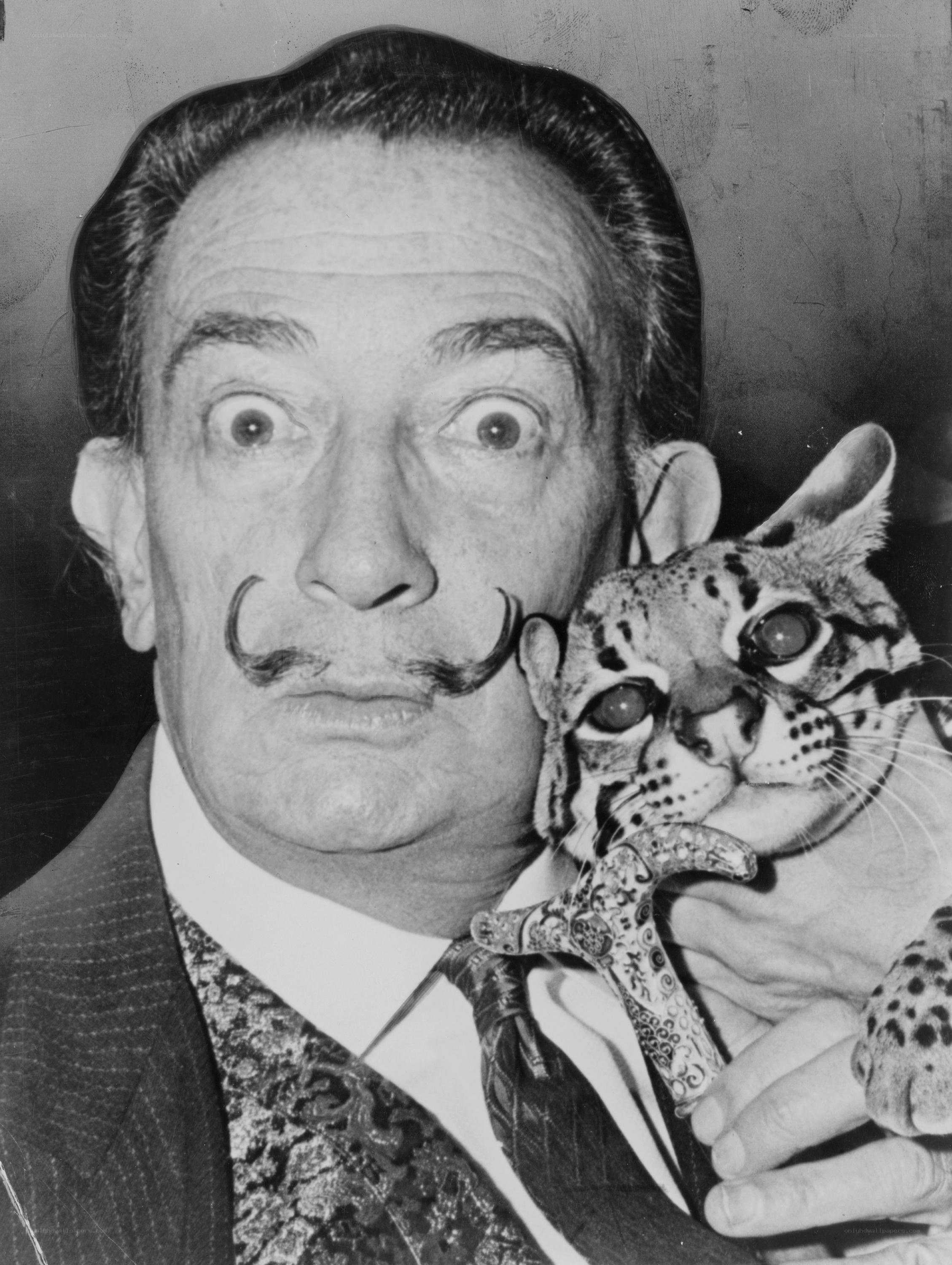 Surrealist artist with pet ocelot