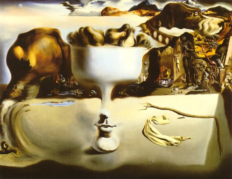 Surrealist Landscape with Face — White
