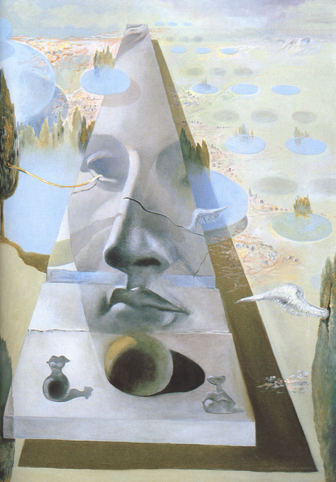 Surrealist landscape with face