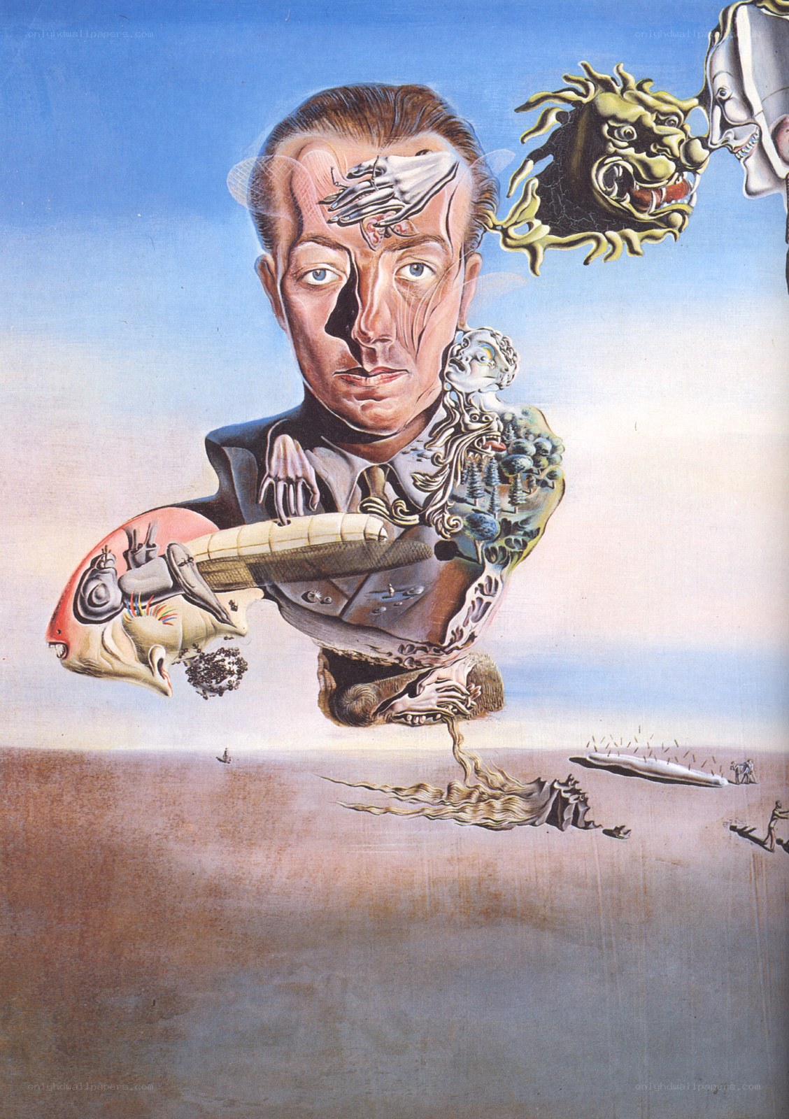 Surrealist portrait with symbolic elements