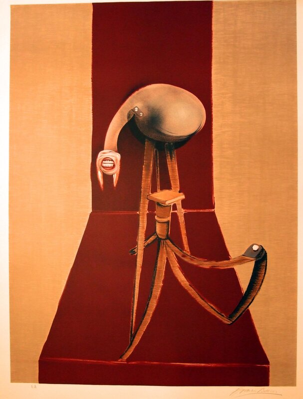 Surrealist sculpture with mouth