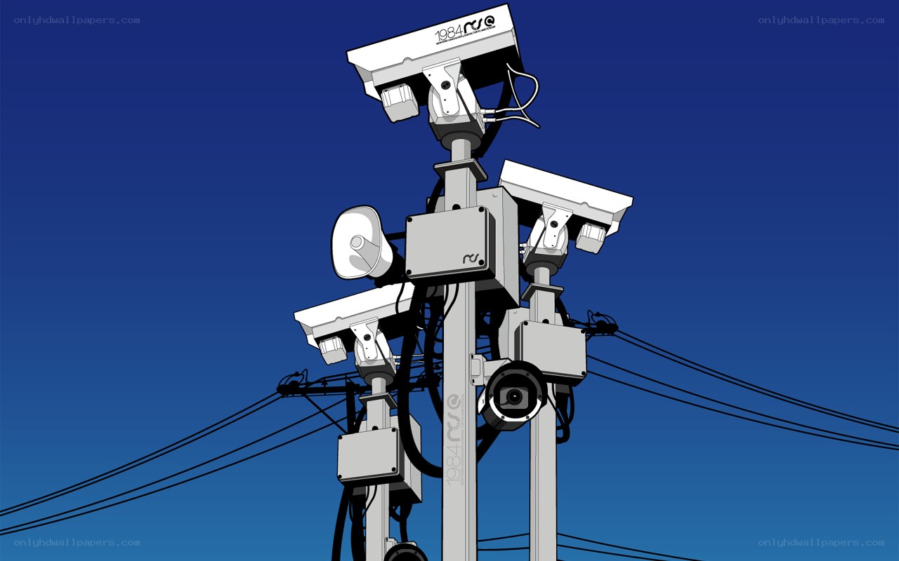 Surveillance cameras on a pole