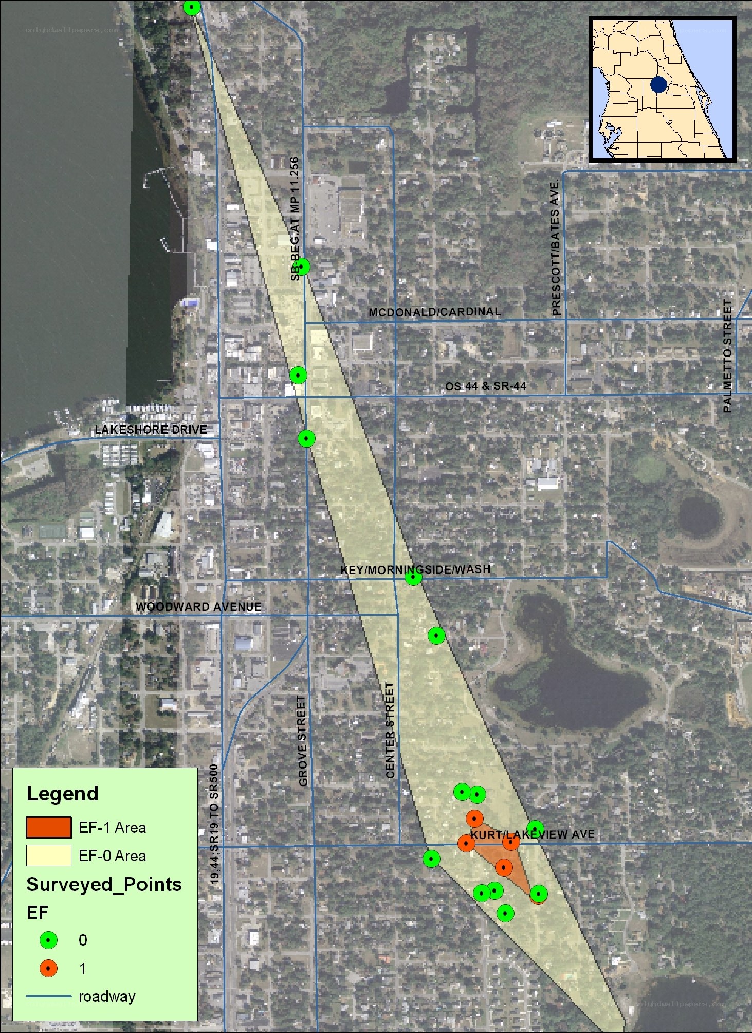 Survey area map with EF zones