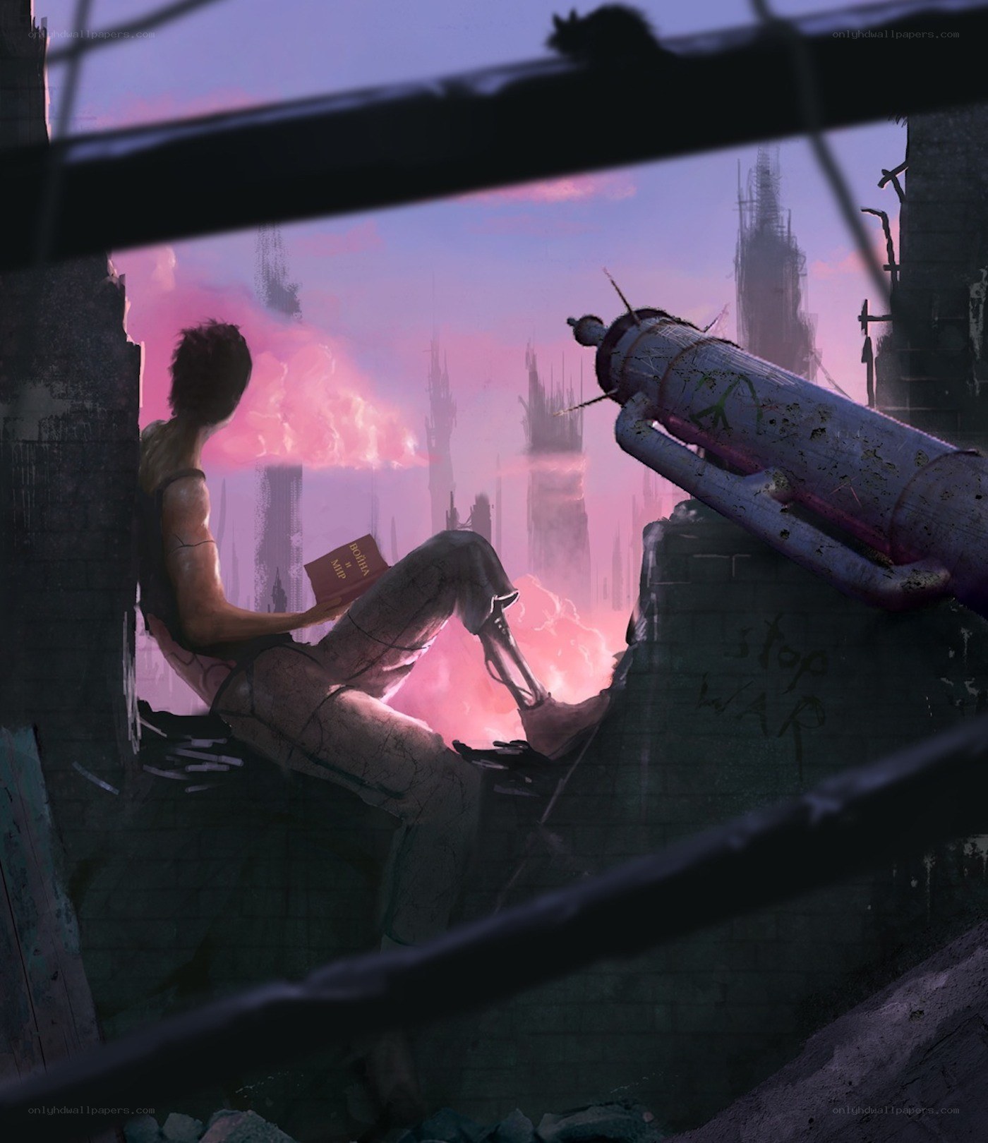 Survivor in a ruined city