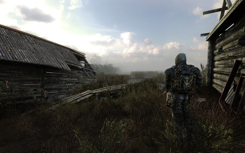 Survivor in a ruined village