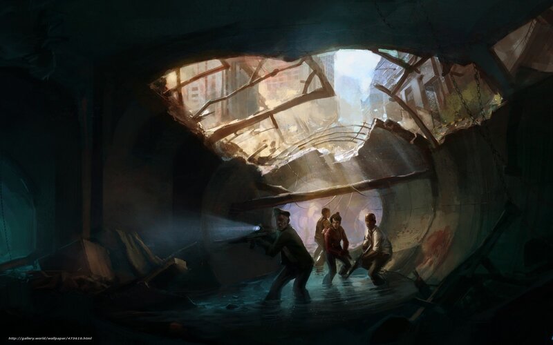 Survivors in a ruined tunnel