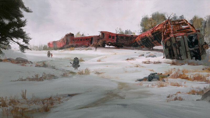 Survivors Near Train Wreck — White