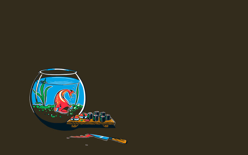 Sushi and a goldfish