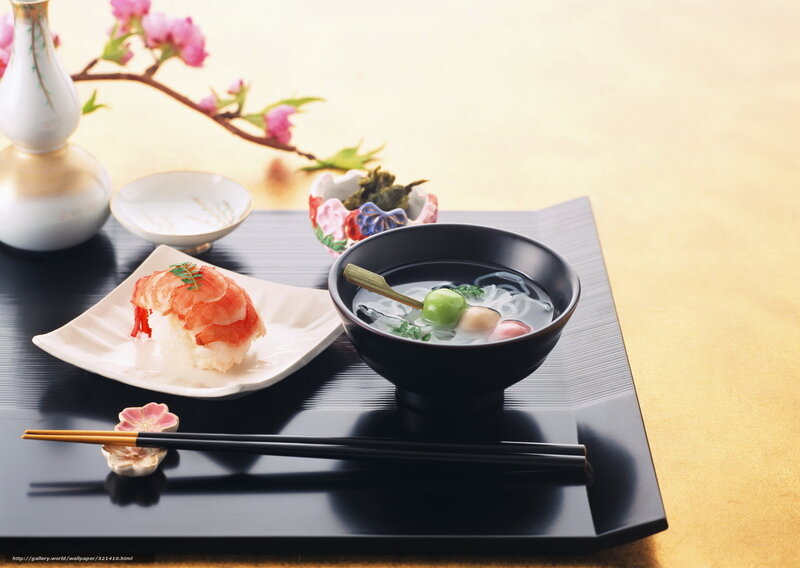 Sushi and Miso Soup — Black, Serene, Spring
