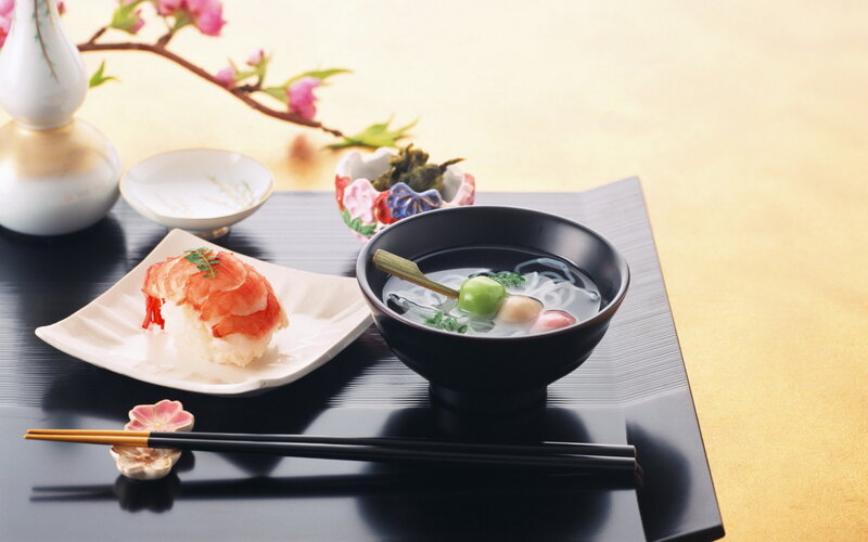 Sushi and Miso Soup — Black, Serene