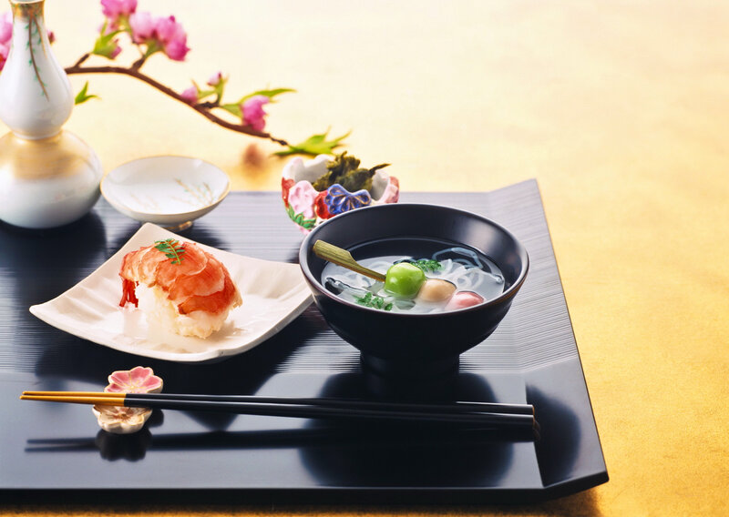 Sushi and Miso Soup — Black