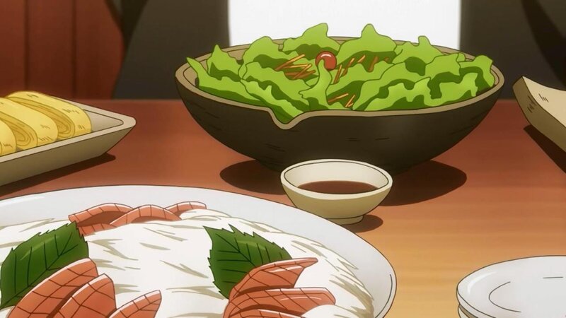 Sushi and Salad on Table