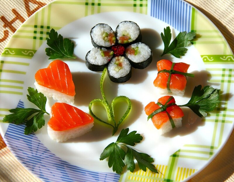 Sushi Arrangement on Plate