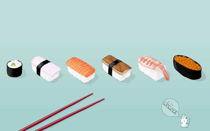 Sushi Assortment — Light Blue