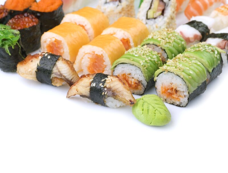 Sushi Assortment on Plate — White, Neutral