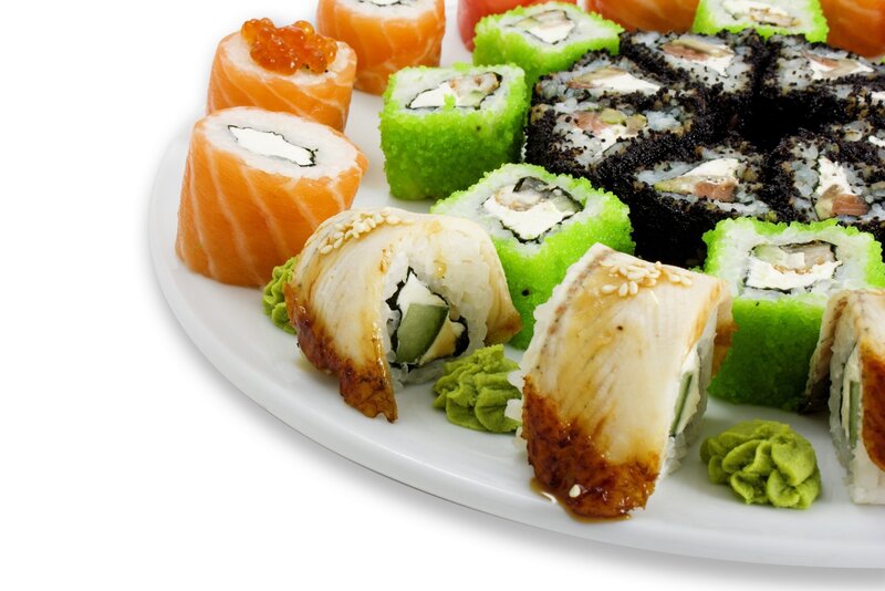 Sushi Assortment on Plate — White