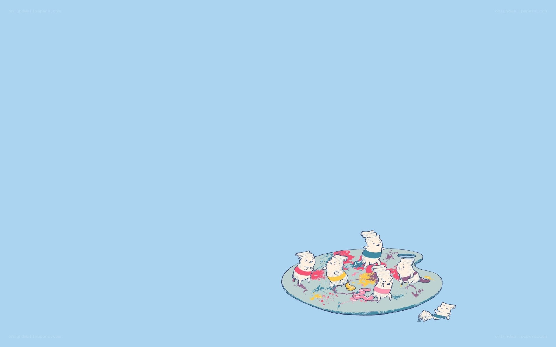 sushi characters on a palette