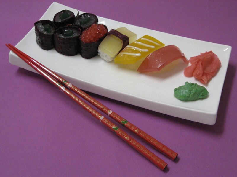 sushi display on a plate