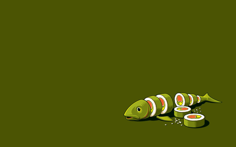Sushi Fish Roll — Green, Playful