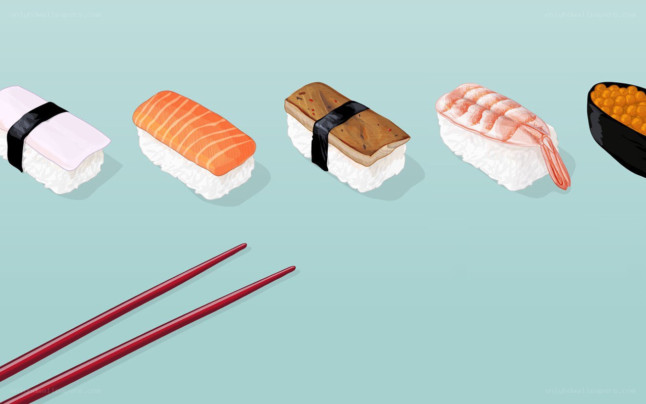 sushi illustration with chopsticks