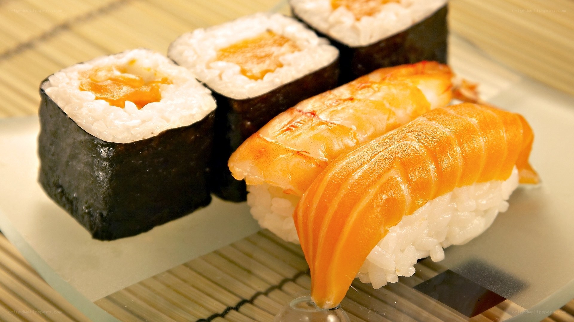 sushi on a glass plate