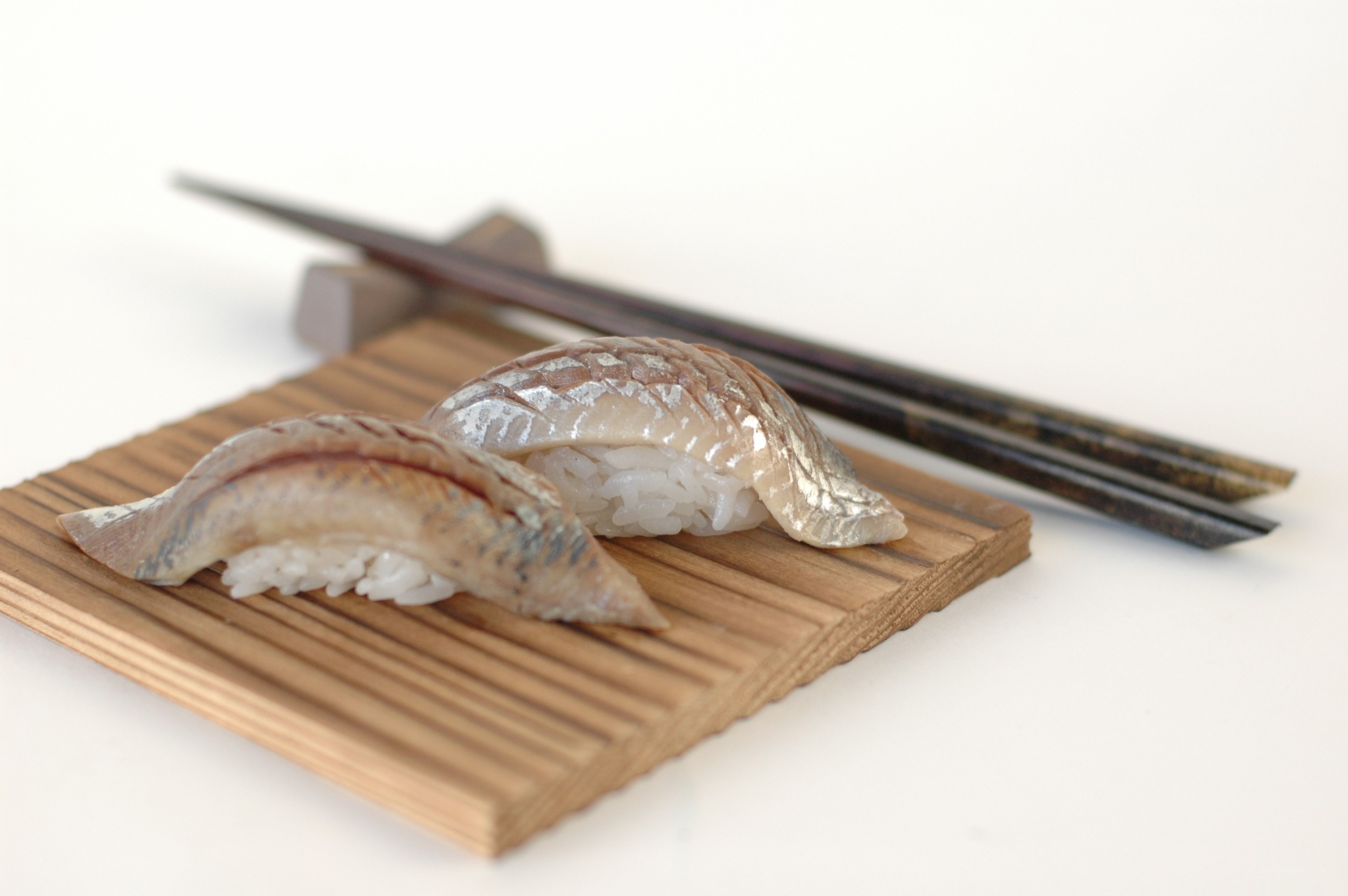 Sushi on wooden plate