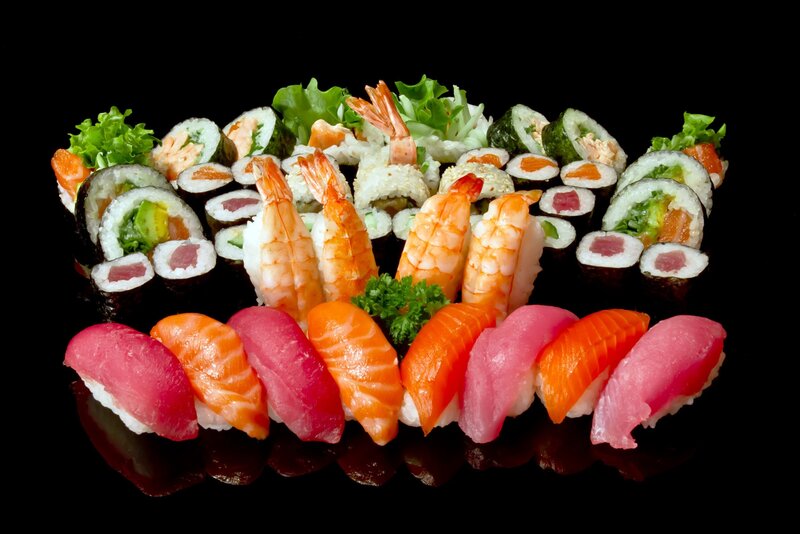 Sushi Platter — Black, Appetizing, Photograph, Shrimp