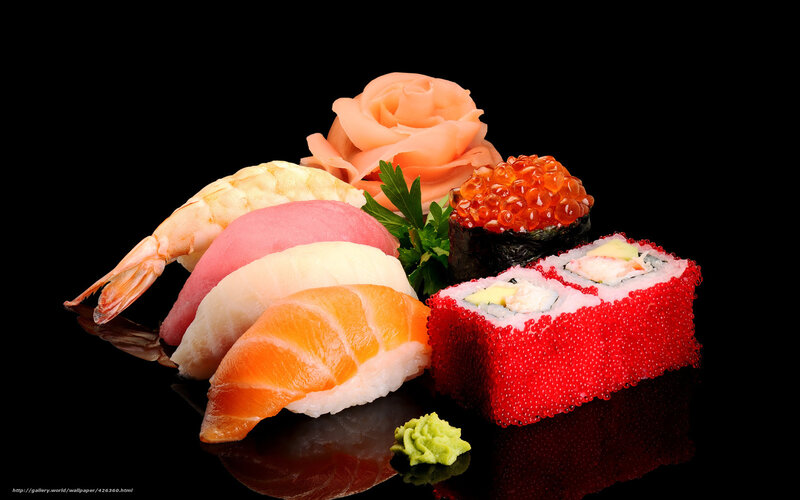 Sushi Platter — Black, Dramatic, Photograph, Shrimp