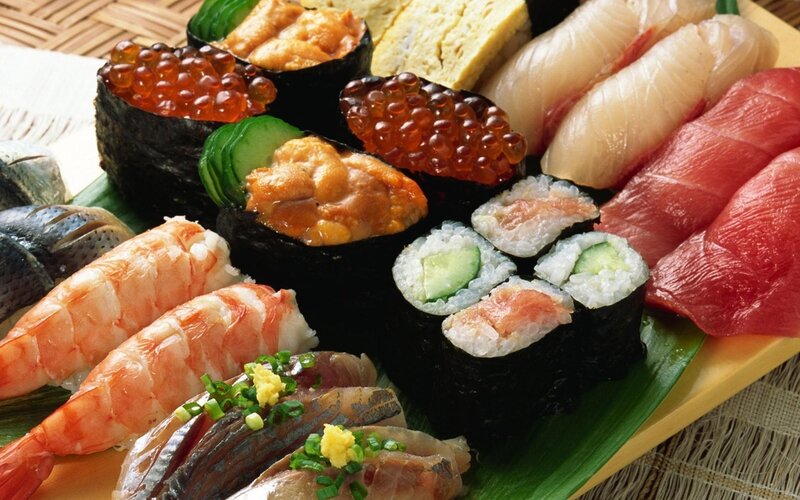 Sushi Platter — Green, Appetizing, Photograph, Shrimp