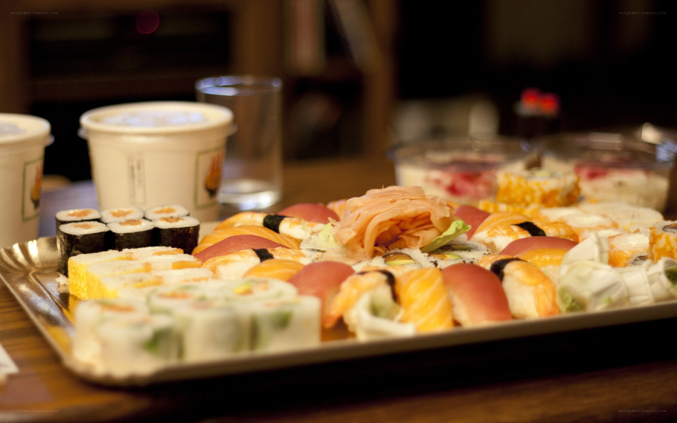 sushi platter on a tray