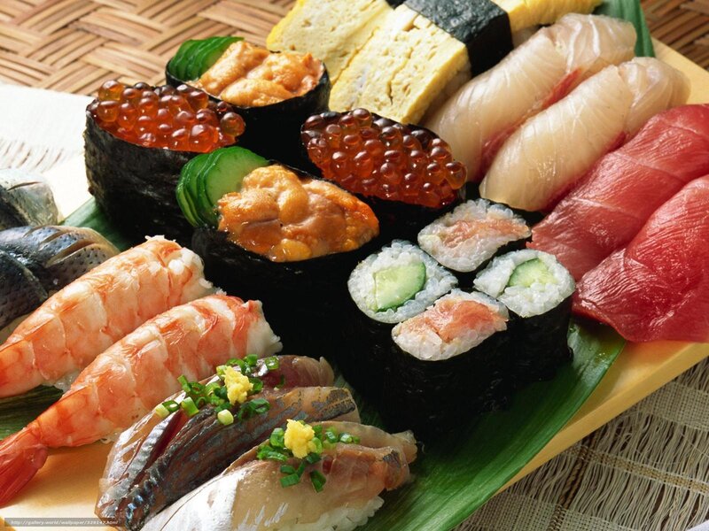 Sushi Platter on Leaf — Green, Appetizing