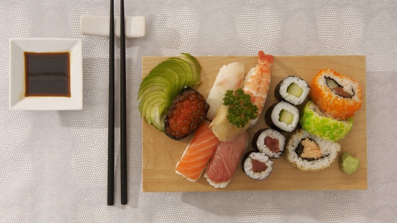 Sushi Platter on Wood — Brown