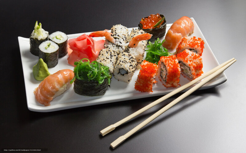 Sushi Platter with Chopsticks — White