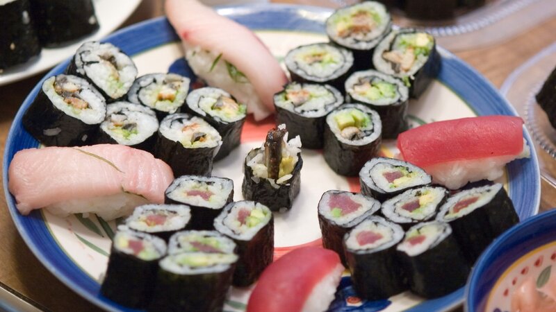 sushi platter with rolls and nigiri