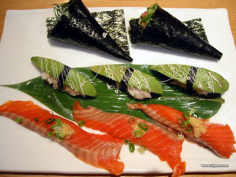 sushi platter with salmon and nori