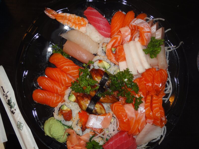 sushi platter with various fish