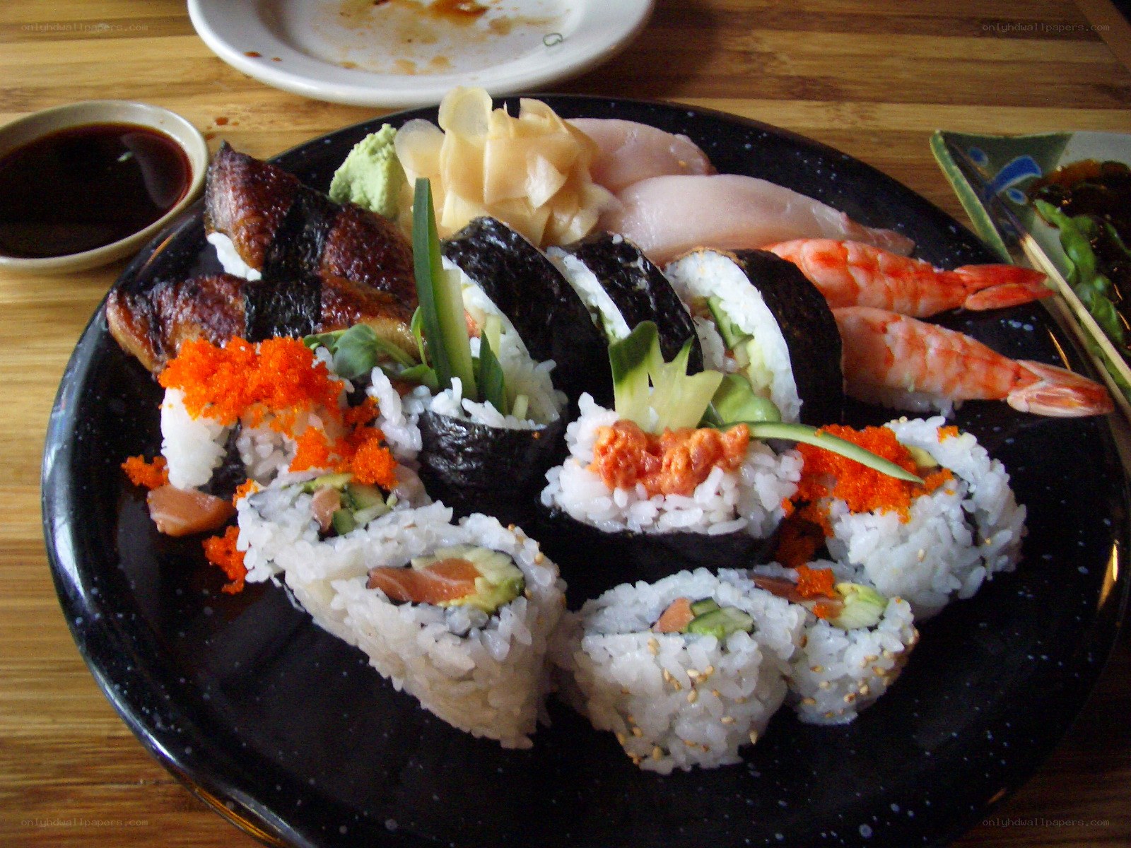 Sushi platter with various rolls