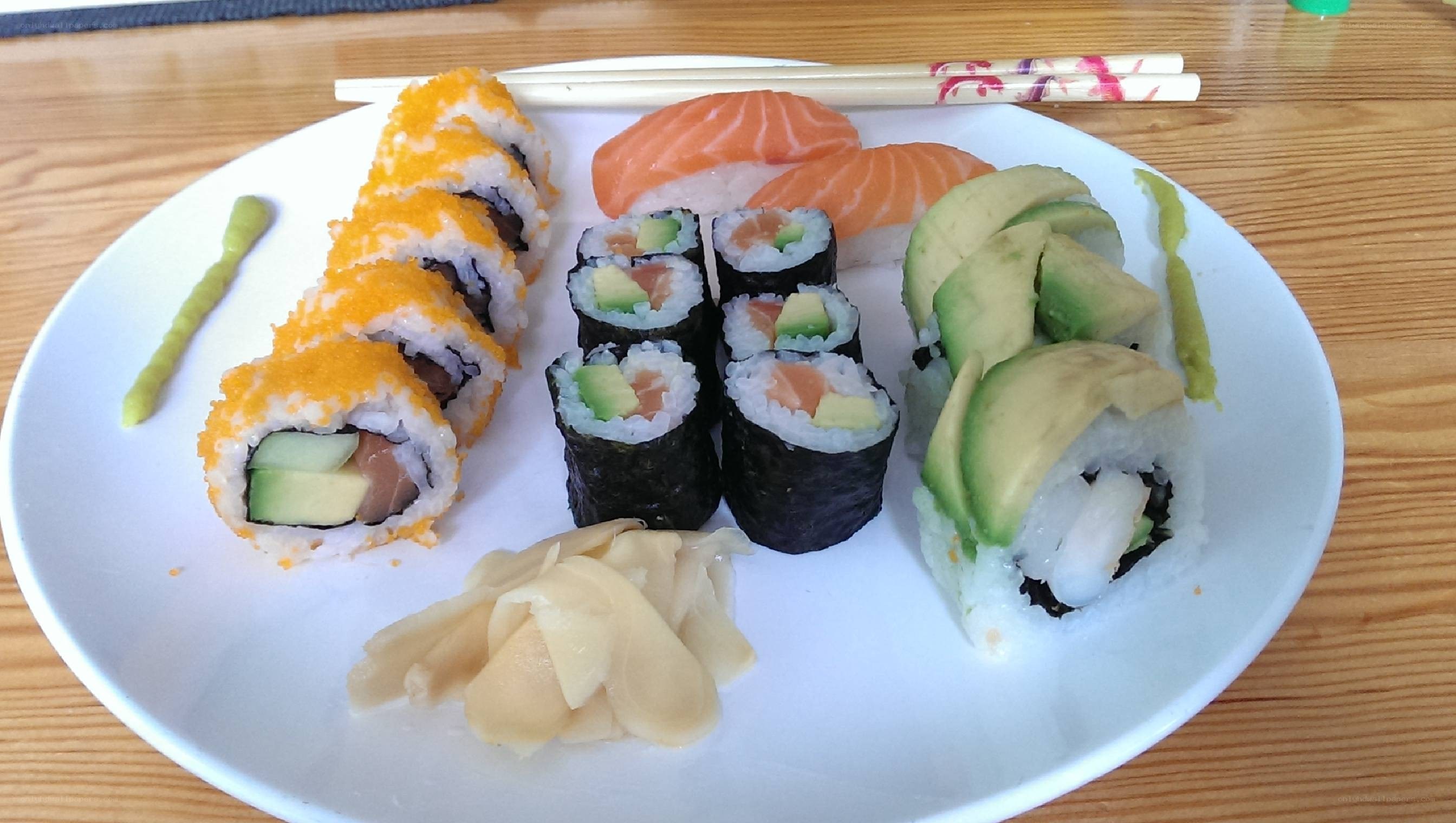 sushi platter with various rolls